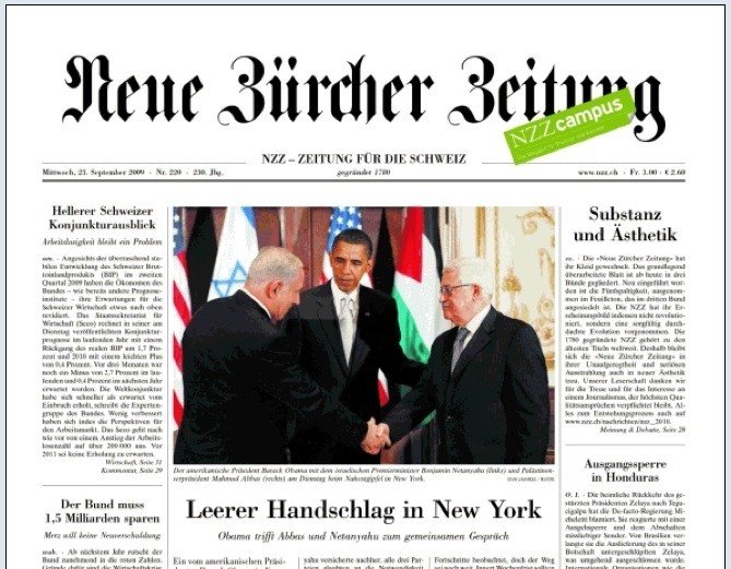"Sämtliche Grenzen überschritten", Neue Zürcher Zeitung, 24 settembre 2010