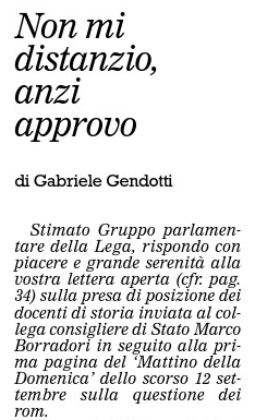 "Non mi distanzio, anzi approvo", La Regione, 2 ottobre 2010 