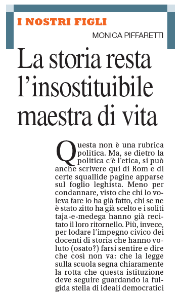 "La storia resta l'insostituibile maestra di vita", Il Caffè, 10 ottobre 2010